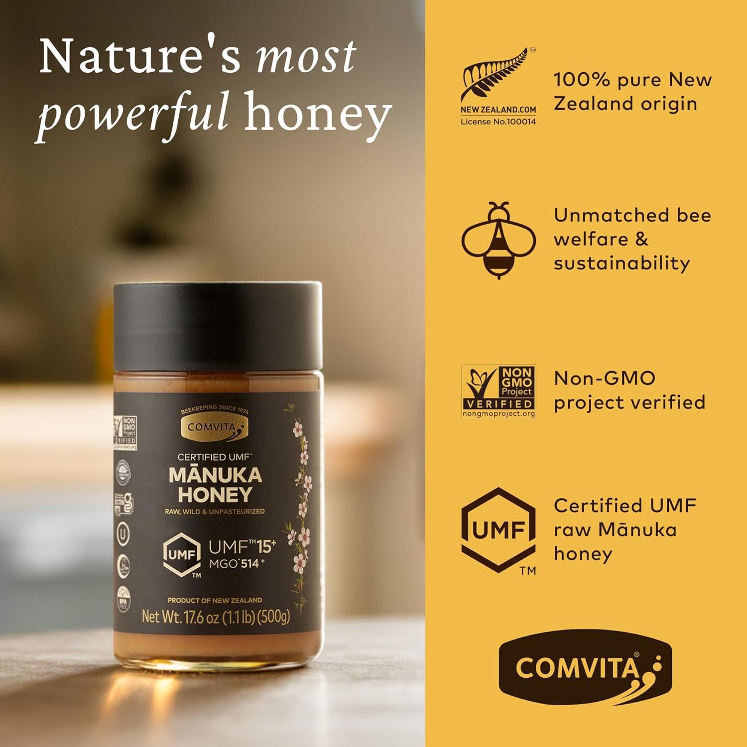 Comvita Manuka Honey UMF 15+ (MGO 514+) - Raw Manuka Honey New Zealand